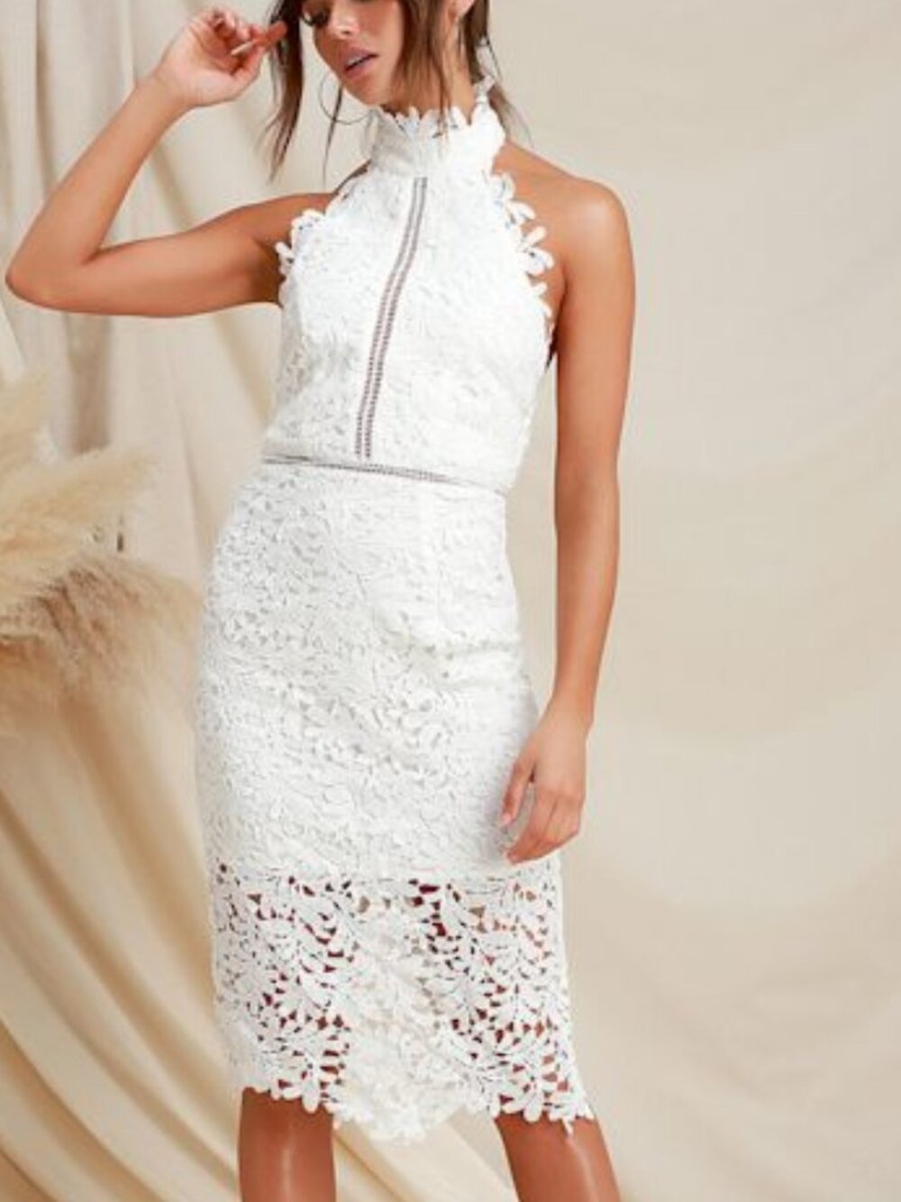 Lulus Divine Destiny White Lace Midi Dress - Size XS
